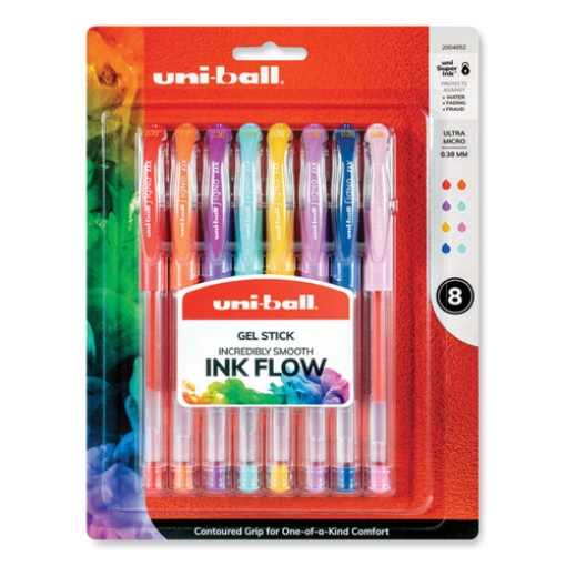 Picture of Gel Pen, Stick, Ultra-Fine 0.38 mm, Assorted Ink and Barrel Colors, 8/Pack