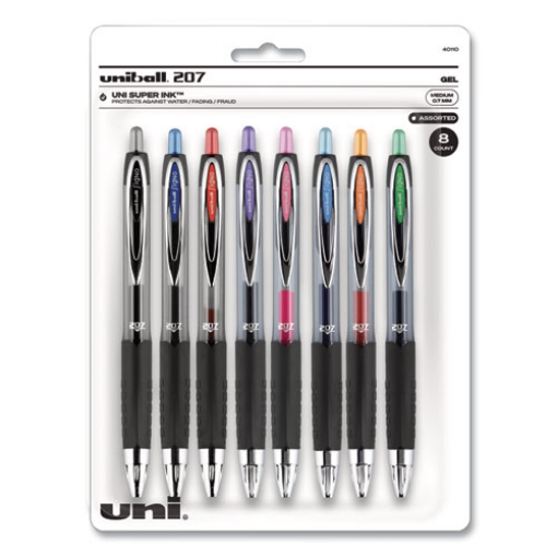 Picture of Signo 207 Gel Pen, Retractable, Medium 0.7 mm, Assorted Ink and Barrel Colors, 8/Pack