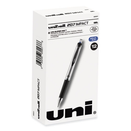 Picture of 207 Impact Gel Pen, Stick, Bold 1 mm, Blue Ink, Silver/Black/Blue Barrel