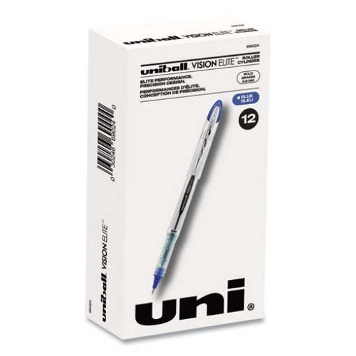 Picture of VISION ELITE Hybrid Gel Pen, Stick, Bold 0.8 mm, Blue Ink, White/Blue/Clear Barrel