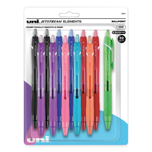 Picture of Jetstream Elements Hybrid Gel Pen, Retractable, Medium 1 mm, Assorted Ink and Barrel Colors, 12/Pack