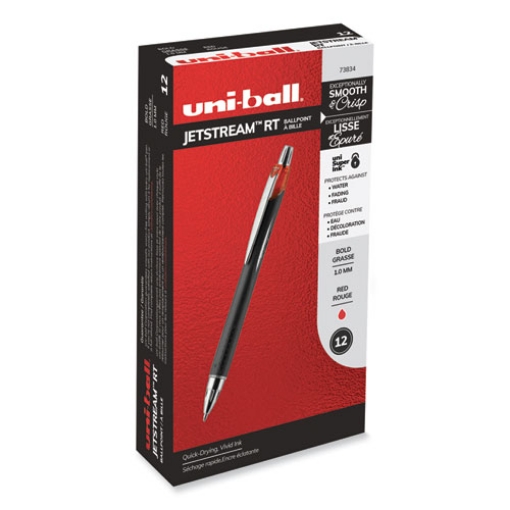 Picture of Jetstream Retractable Hybrid Gel Pen, Bold 1 mm, Red Ink, Black/Silver/Red Barrel