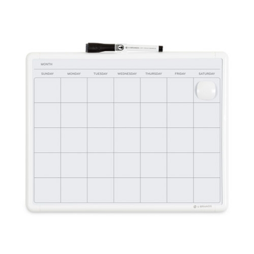 Picture of Magnetic Dry Erase Monthly Calendar, 14 x 11.66, White Surface, White Plastic Frame