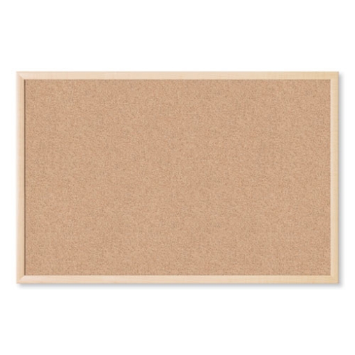 Picture of Cork Bulletin Board, 35 x 23, Tan Surface, Birch Wood Frame