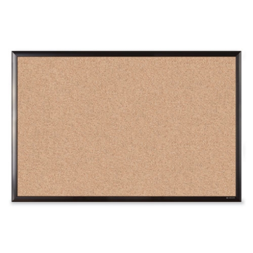 Picture of Cork Bulletin Board with Black Aluminum Frame, 35 x 23, Tan Surface