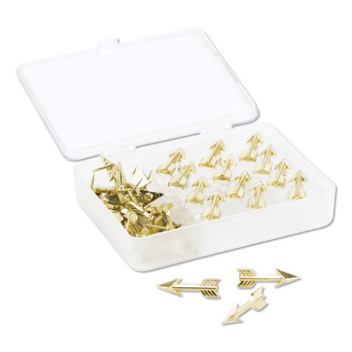 Picture of Fashion Push Pins, Steel, Gold, 0.38", 36/Pack