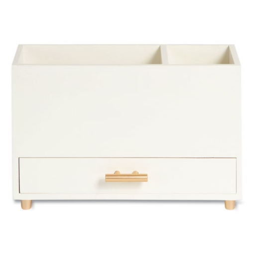 Picture of Juliet Desk Organizer, 3 Compartments, 1 Drawer, 3.75 x 9 x 5, White, Wood