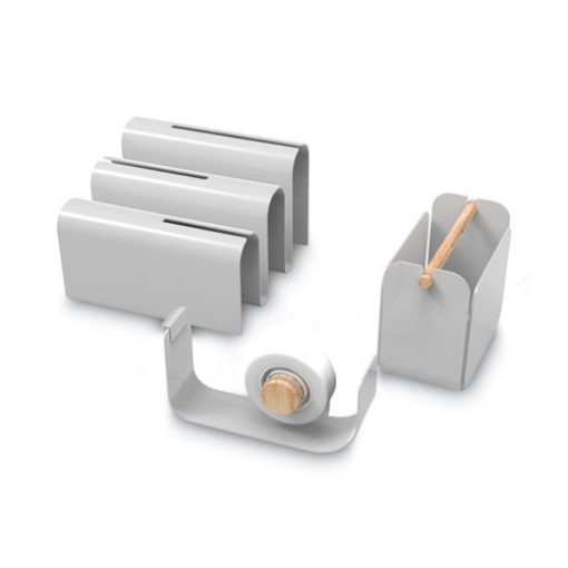 Picture of Arc Desktop Organization Kit, Letter Sorter/Tape Dispenser/Utility Cup, Metal, Gray