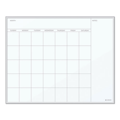 Picture of Magnetic Dry Erase Board, Undated One Month, 20 x 16, White Surface, Silver Aluminum Frame