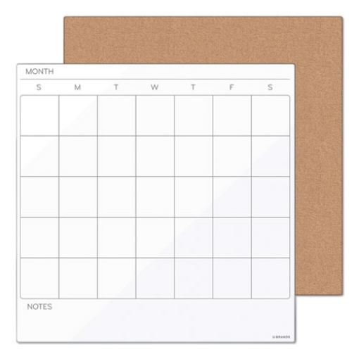 Picture of Tile Board Value Pack, (1) Tan Cork Bulletin, (1) White Undated Calendar Dry Erase, 14 x 14