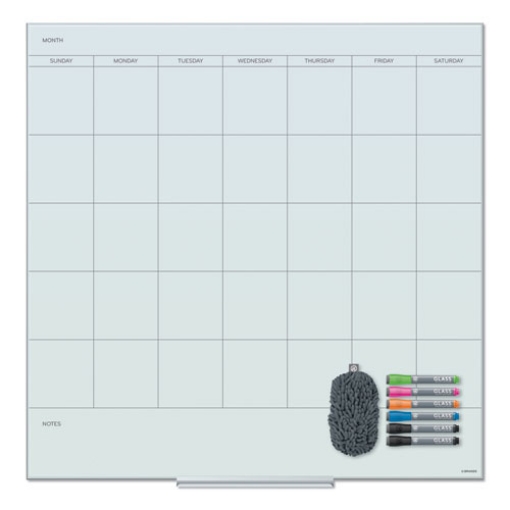 Picture of Floating Glass Dry Erase Undated One Month Calendar, 35 x 35, White