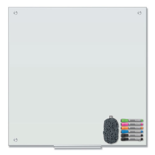 Picture of Magnetic Glass Dry Erase Board Value Pack, 35" x 35", Frosted White