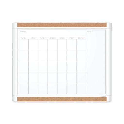 Picture of PINIT Magnetic Dry Erase Calendar with Plastic Frame, One-Month, 20 x 16, White Surface, White Plastic Frame