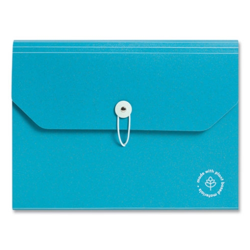 Picture of U-Eco 13-Pocket Expandable File, 9.75" Expansion, 13 Sections; Button/Elastic Closure, 1/12-Cut Tabs, Letter Size, Ocean