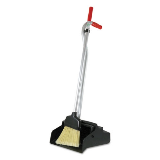 Picture of Ergo Dustpan With Broom, 12w X 33h, Metal With Vinyl Coated Handle, Red/silver