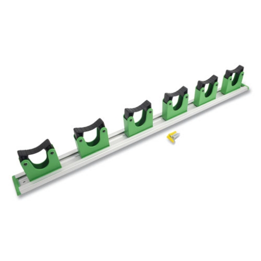 Picture of hang up cleaning tool holder, 28w x 3.15d x 2.17h, silver/green