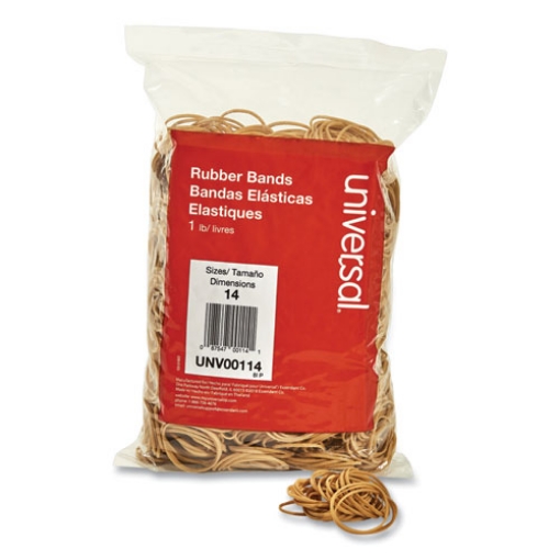 Picture of Rubber Bands, Size 14, 0.04" Gauge, Beige, 1 Lb Box, 2,200/pack