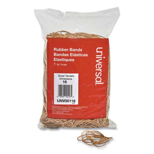 Picture of Rubber Bands, Size 16, 0.04" Gauge, Beige, 1 Lb Box, 1,900/pack