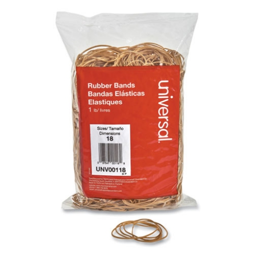 Picture of Rubber Bands, Size 18, 0.04" Gauge, Beige, 1 Lb Box, 1,600/pack