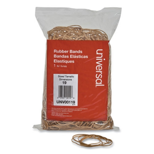 Picture of Rubber Bands, Size 19, 0.04" Gauge, Beige, 1 Lb Bag, 1,240/pack