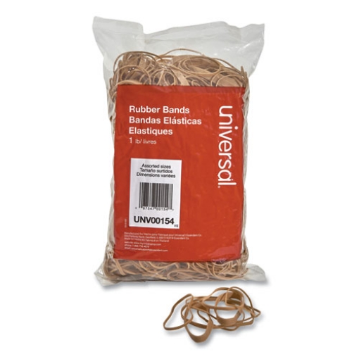 Picture of Rubber Bands, Size 54 (assorted), Assorted Gauges, Beige, 1 Lb Box