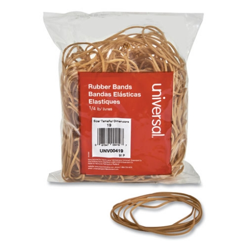 Picture of Rubber Bands, Size 19, 0.04" Gauge, Beige, 4 Oz Box, 310/pack