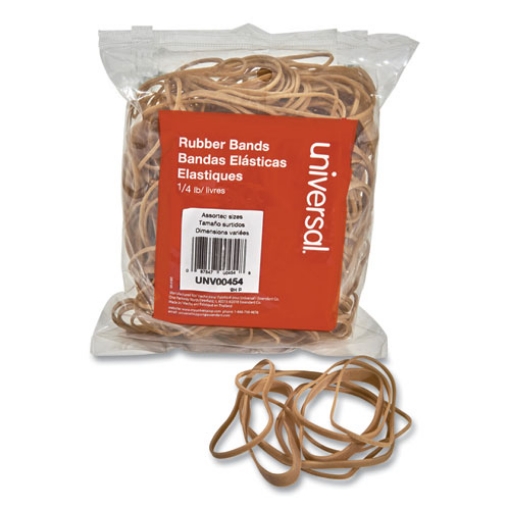 Picture of Rubber Bands, Size 54 (assorted), Assorted Gauges, Beige, 4 Oz Box