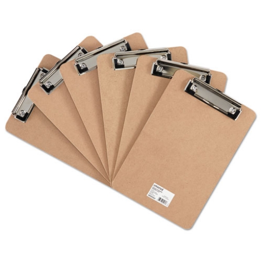 Picture of Hardboard Clipboard with Low-Profile Clip, 0.5" Clip Capacity, Holds 5 x 8 Sheets, Brown, 6/Pack