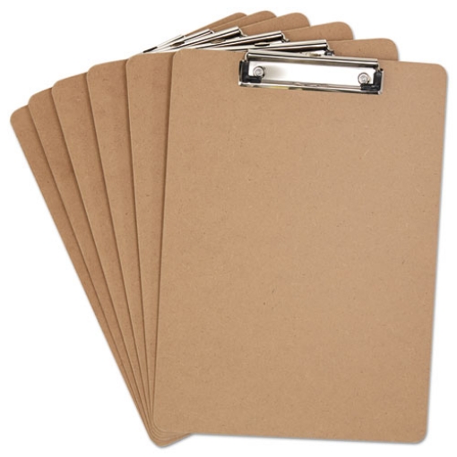 Picture of Hardboard Clipboard with Low-Profile Clip, 0.5" Clip Capacity, Holds 8.5 x 11 Sheets, Brown, 6/Pack