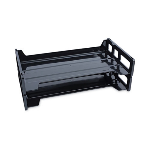 Picture of Recycled Plastic Side Load Desk Trays, 2 Sections, Legal Size Files, 16.25" X 9" X 2.75", Black