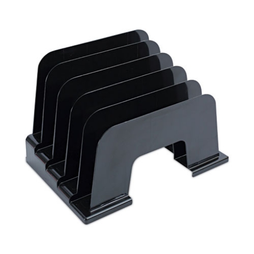 Picture of Recycled Plastic Incline Sorter, 5 Sections, Letter Size Files, 13.25" X 9" X 9", Black