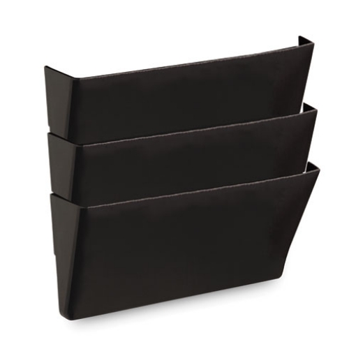 Picture of Wall File Pockets, 3 Sections, Letter Size,13" x 4.13" x 14.5", Black, 3/Pack