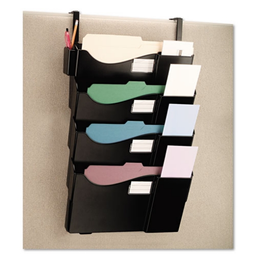 Picture of Grande Central Filing System, 4 Sections, Legal/Letter Size, Partition Mount, 16.63" x 4.75" x 27.5", Black, 4/Pack