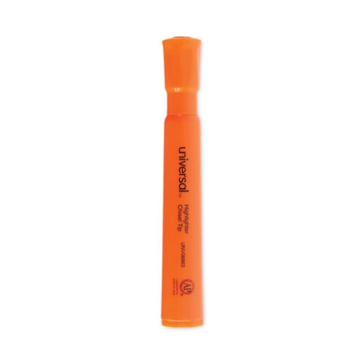 Picture of Desk Highlighters, Fluorescent Orange Ink, Chisel Tip, Orange Barrel, Dozen