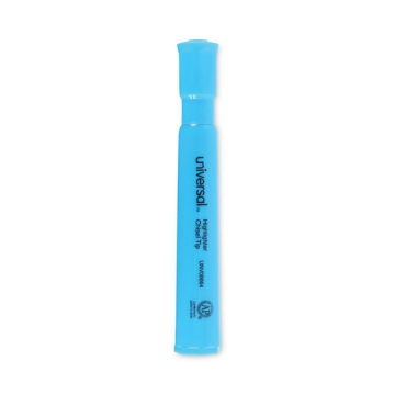 Picture of Desk Highlighters, Fluorescent Blue Ink, Chisel Tip, Blue Barrel, Dozen