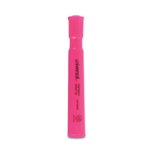 Picture of Desk Highlighters, Fluorescent Pink Ink, Chisel Tip, Pink Barrel, Dozen