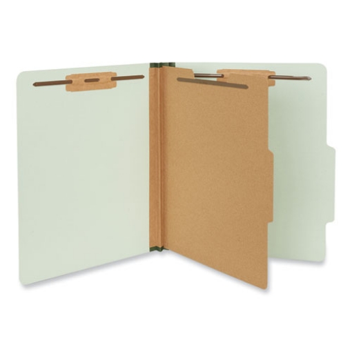 Picture of Four-Section Pressboard Classification Folders, 2" Expansion, 1 Divider, 4 Fasteners, Letter Size, Gray-Green, 10/Box