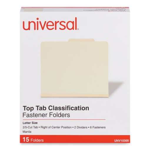 Picture of Six-Section Classification Folders, 2" Expansion, 2 Dividers, 6 Fasteners, Letter Size, Manila Exterior, 15/Box