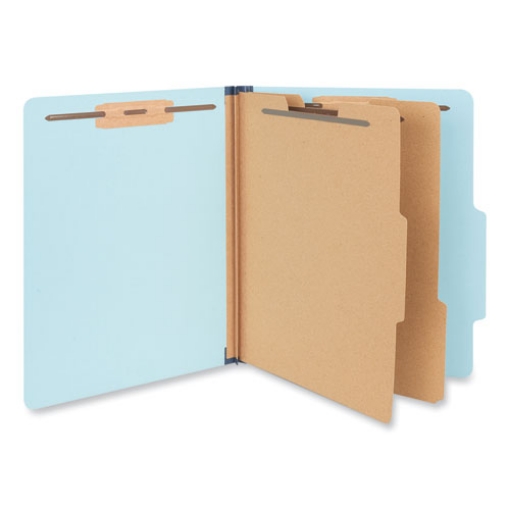 Picture of Six-Section Classification Folders, Heavy-Duty Pressboard Cover, 2 Dividers, 6 Fasteners, Letter Size, Light Blue, 20/Box