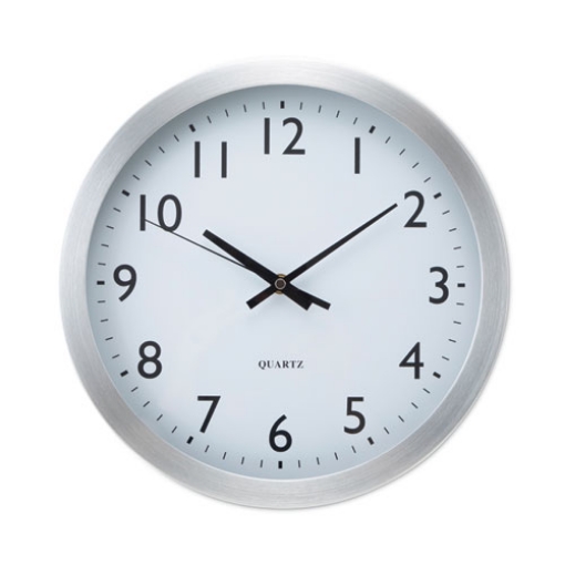 Picture of Brushed Aluminum Wall Clock, 12" Overall Diameter, Silver Case, 1 Aa (sold Separately)