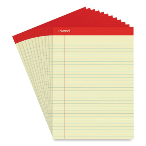 Picture of Perforated Ruled Writing Pads, Wide/legal Rule, Red Headband, 50 Canary-Yellow 8.5 X 11.75 Sheets, Dozen