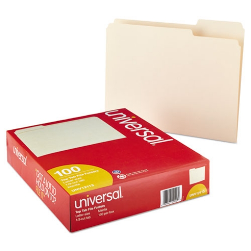 Picture of TOP TAB FILE FOLDERS, 1/3-CUT TABS: ASSORTED, LETTER SIZE, 0.75" EXPANSION, MANILA, 100/BOX