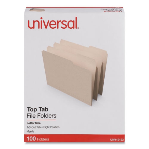 Picture of TOP TAB FILE FOLDERS, 1/3-CUT TABS: RIGHT POSITION, LETTER SIZE, 0.75" EXPANSION, MANILA, 100/BOX