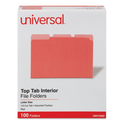 Picture of Interior File Folders, 1/3-Cut Tabs: Assorted, Letter Size, 11-pt Stock, Red, 100/Box
