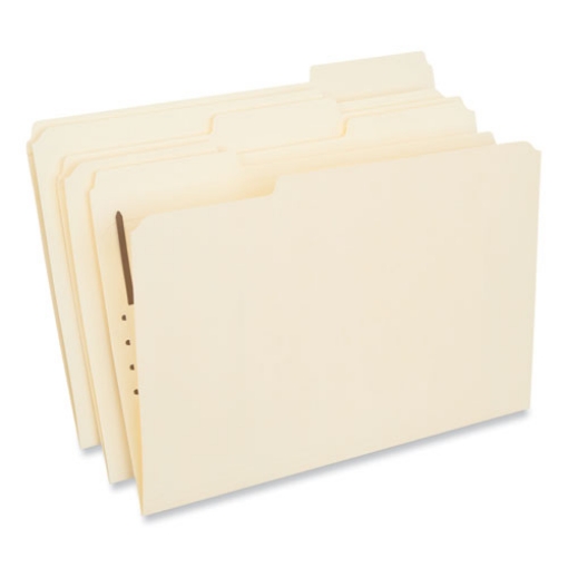 Picture of Reinforced Top Tab Fastener Folders, 0.75" Expansion, 1 Fastener, Legal Size, Manila Exterior, 50/Box