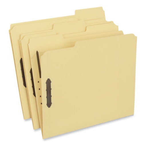 Picture of Deluxe Reinforced Top Tab Fastener Folders, 0.75" Expansion, 2 Fasteners, Letter Size, Yellow Exterior, 50/Box