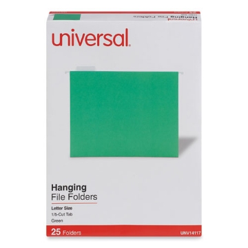 Picture of Deluxe Bright Color Hanging File Folders, Letter Size, 1/5-Cut Tabs, Bright Green, 25/Box