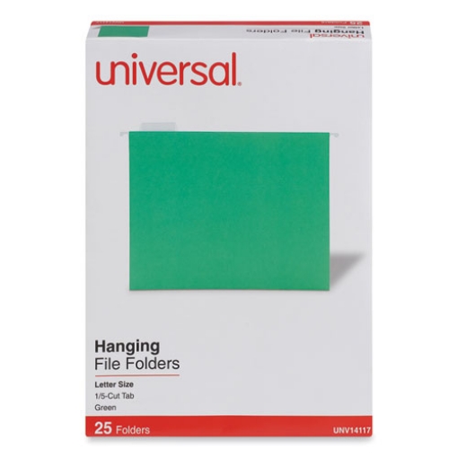 Picture of Deluxe Bright Color Hanging File Folders, Letter Size, 1/5-Cut Tabs, Bright Green, 25/Box