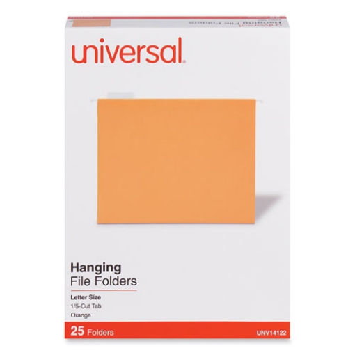 Picture of Deluxe Bright Color Hanging File Folders, Letter Size, 1/5-Cut Tabs, Orange, 25/Box