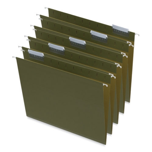 Picture of Box Bottom Hanging File Folders, 1" Capacity, Letter Size, 1/5-Cut Tabs, Standard Green, 25/Box